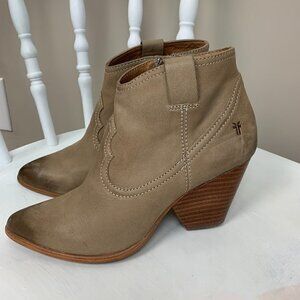 Frye Reina Ash Grey Leather Booties Size 7M Western Style